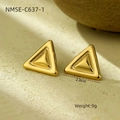 Minimalist gold triangle stainless steel stud earrings 2.8cm size weighing 9g - Gold Triangle