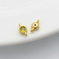 14K gold filled round green zircon pendant connector for DIY jewelry making - Double Loop 4*8mm / Olive Green