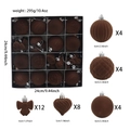 Set di palline di Natale in velluto marrone cioccolato con varie forme e fiocchi - Marrone
