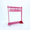 Schmuckständer aus Acryl in Pink mit kleinen Kleiderbügeln für Ohrringe und Ketten - Mehrloch-Stil / Rosa