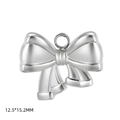 Polished silver stainless steel bow pendant 12.5x15.2mm for DIY jewelry making - Steel Color-070304