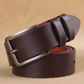 Cinturón de cuero marrón oscuro para hombre con hebilla clásica para jeans casual - Café (1830) / 105cm