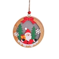 Wooden Christmas hanging ornament featuring Santa Claus with LED light and red beads - Round Santa Claus