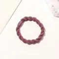 Detail of purple woven elastic hair tie with triple-strand braided texture and secure fastener - Braided Twist - Plastic Buckle / Dust Rose