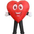 Funny red heart inflatable costume with cartoon face for Valentine party performance - Valentine's Day Smiley Heart / One Size