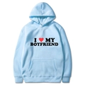 Light blue hoodie with black I Love My Boyfriend text and red heart graphic - S / Top (I Love My Boyfriend) / Light Blue