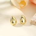 Elegant geometric teardrop stud earrings in 18k gold plating with a polished glossy finish - Water Drop (Gold)