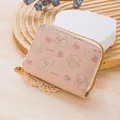 Pink accordion wallet with cartoon sheep pattern and golden metal zipper closure - Style 5 - Light Pink Sheep Cherry