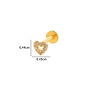 Golden heart labret stud with clear crystals and 0.44cm by 0.45cm flat back post - Heart Style (2#) / Gold