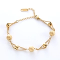 Pulsera de doble capa de acero inoxidable dorado con cuentas mate y pulidas de lujo - Dorado