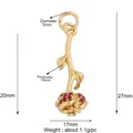 Golden rose flower pendant with micro-paved red zircons for DIY jewelry making - Red Rose / Gold