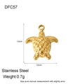 Detail of golden stainless steel turtle charm showing 13mm by 12mm dimensions and 0.7g weight - Gold Sea Turtle (DFC57)