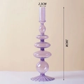 Portacandele minimalista in vetro viola con design sferico e altezza di 28 cm - Base a coste / Viola
