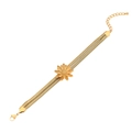 Double-layered gold snake chain bracelet featuring a delicate 3D daisy flower charm - Daisy Style