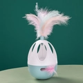 Giocattolo per gatti a dondolo bianco e blu con piume colorate e funzione interattiva - Stile a bilanciere elettrico / Verde Turchese