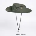 Quick-dry outdoor sun hat in army green with wide brim and adjustable drawcord - Breathable 8.5cm Regular Brim / Army Green