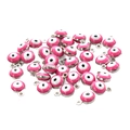 Ciondoli malocchio in smalto rosa e metallo argento per creazione di gioielli fai da te - 9*6mm / 0.31g / Bordo Rosa-Argento