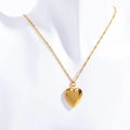 Polished gold heart locket necklace with elegant twisted rope chain for women - Plain Heart Locket