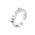 Macro view of silver adjustable ring featuring a polished Mama letter design detail - VJ642 MAMA Letter / White Gold