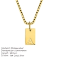 Collier minimaliste en acier inoxydable doré avec pendentif rectangulaire initiale A - Lettre A / Doré