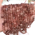 Natural strawberry quartz irregular bead necklace in polished pink gemstone variant - Strawberry Quartz