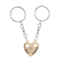 Golden heart-shaped magnetic best friends keychain set with engraved black lettering - Gold Pair