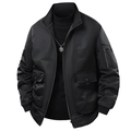 Chaqueta bomber negra para hombre con diseño multibolsillo y tejido cortavientos liso - M / Negro