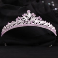 Elegant silver bridal crown with purple rhinestones on black background for wedding attire - Silver with Light Purple Rhinestones