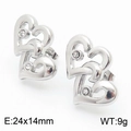 Pendientes de corazones entrelazados de plata con circonitas sobre fondo blanco - Color Acero(KE110833-KFC)