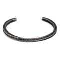 Bracciale rigido aperto in acciaio inossidabile retrò con texture a scaglie grigio scuro - Texture Intrecciata Grigio Scuro (2)