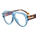 Oversized blue aviator sunglasses with tortoise temples and gold metal hinge details - C8 Blue Frame Transparent Lens