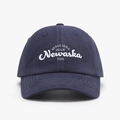 Navy blue cotton baseball cap with white 3D letter embroidery and a curved brim - Adjustable / Navy Blue