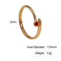 Detailed size specifications of the 18k gold-plated ring showing 17.4mm inner diameter - Red