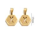 Golden hexagonal stainless steel earring with letter X cutout and sandblasted finish 15mm - Letter X - Gold