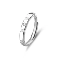 Minimalistische S925 sterling zilveren ring met een sprankelende vierkante zirkonia - Verstelbaar Open / Heren Stijl (FDJZ-280)