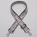Ethnic style pink and black adjustable woven crossbody shoulder strap with gray hooks - No.641 Gunmetal Hook