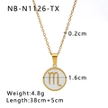 Gold Scorpio zodiac shell pendant necklace in stainless steel with 38cm chain - Scorpio (NB-N1126-TX)