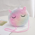 Borsa a tracolla unicorno in peluche con sfumature colorate e cinturino rosa - Tie-dye