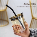 Short Amber+Amber Lid+Black Straw