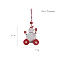 Addobbo natalizio pupazzo di neve in legno con carrello rosso e cordino, misura 9x7cm - Carrello del Pupazzo di Neve / 9cm x 7cm