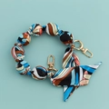 Multicolor silk fabric chain strap with gold lobster clasps for handbags and phone cases - Multicolor Geometric (B110-P)
