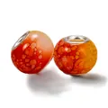 Orange gradient resin beads with marble pattern and silver metal core for DIY bracelets - Red Orange Striped