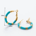 Boucles d'oreilles créoles dorées en forme de C avec émail bleu style vintage - Anneau Segmenté Bleu & Or