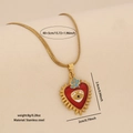 Collana in acciaio dorato con pendente a cuore in smalto rosso e motivo malocchio - Stile Occhio del Diavolo Rosa Blu