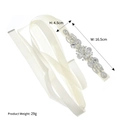 White bridal sash with 16.5cm rhinestone applique and ribbon for wedding gowns - Silver