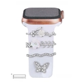 Silver watch strap charms set with diamond floral and butterfly decorative metal studs - Flower Butterfly Style (5572578809359) / Black Sponge Packaging / No.24 Silver