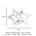 Silver hollow star stainless steel earring charms in 11x18mm size for jewelry making - Silver Hollow Five-pointed Star (5Pcs/Pack)