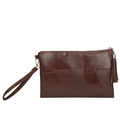 Braune Briefumschlag-Tasche mit geometrischem Patchwork-Muster und Fransen-Quaste - Kaffee Geometrisches Patchwork