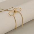Elegante collana con ciondolo a fiocco dorato e catena a serpente in acciaio inossidabile - Oro