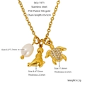 Bohemian gold stainless steel necklace with pearl, sea lion, and turtle charms - Sea Lion Pearl Turtle Style (1971)